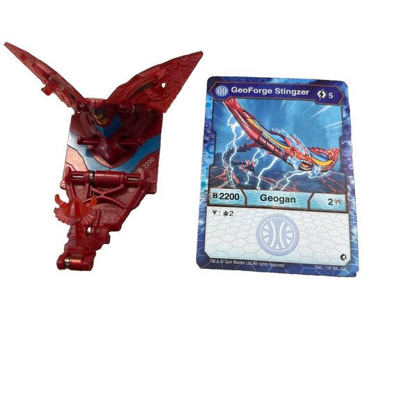 Bakugan Other - Bakugan Geogan Rising Pyrus Geoforge Action Figure Red Collectible With Card